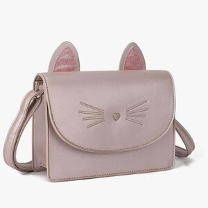 Adorable cat novelty crossbody bag available in pink or black